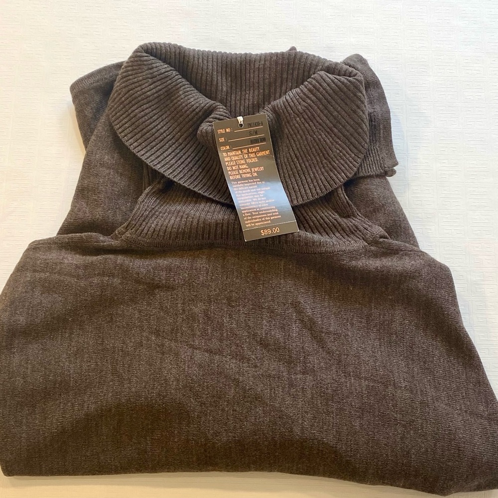 Brown Knit Shrug with Turtleneck Collar